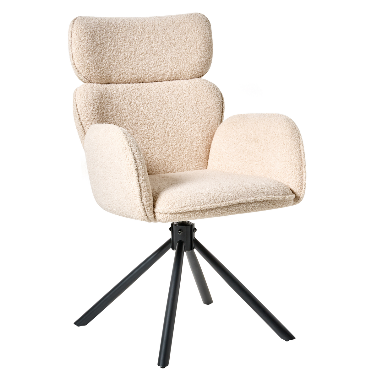 ESSZIMMERSTUHL drehbar Bouclé Hellbeige Alene - Beige, Textil (60/93/68cm) - Beliani