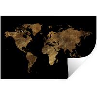 WANDTATTOO Weltkarte - Gold - Luxus - Erde - Schwarz Deko Wohnzimmer 60x40 cm - Goldfarben, Kunststoff (60/40/0.1cm) - MuchoWow