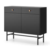 SIDEBOARD Dinley 2T 2S Schwarz 104,4/89,4/39 cm – mit schwarzen Beinen im minimalistischen Design - Schwarz, Holzwerkstoff/Metall (104.4/89.4/39cm) - AX Living
