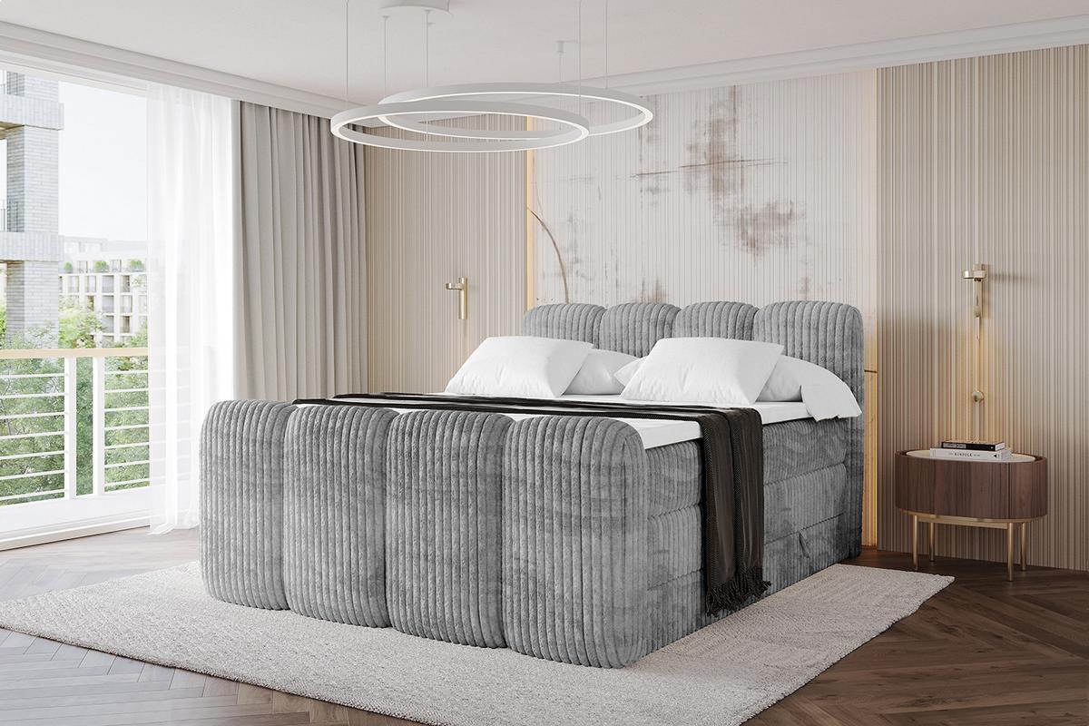 BOXBETT mit Matratze H3|H4 und Lattenrost - NINA-Z KING - 140x200 cm Tila - Hellgrau - Hellgrau, Holzwerkstoff (140/200cm)