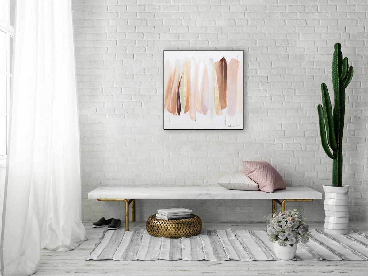 ÖLGEMÄLDE 60/60 cm - Pink/Beige, Holz/Textil (60/60cm) - KUNSTLOFT