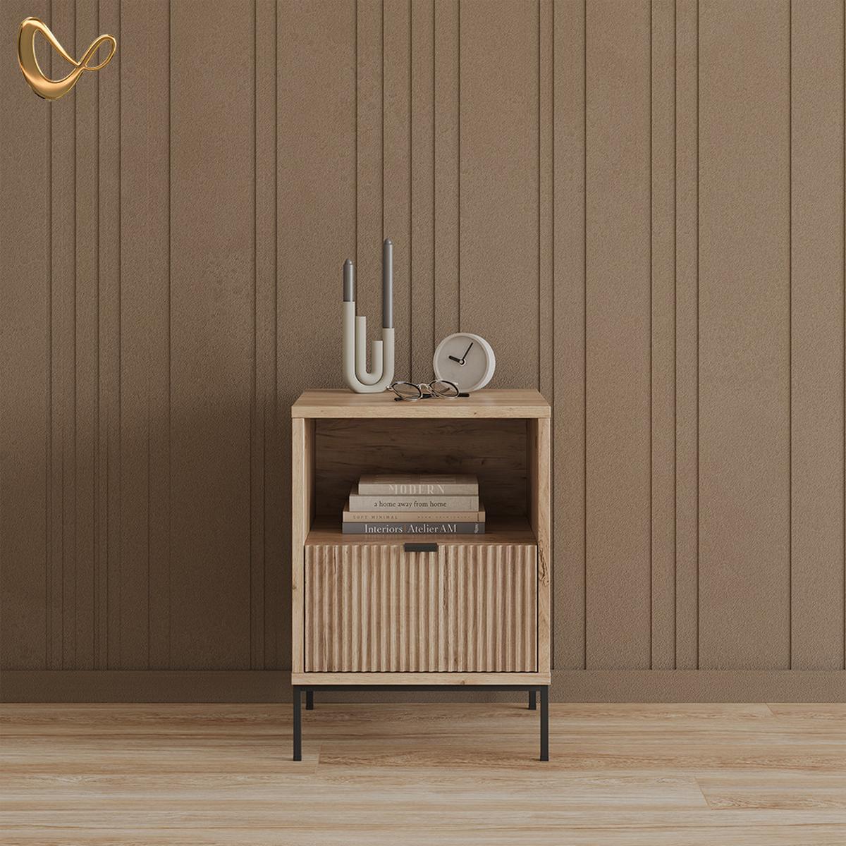 NACHTTISCH Aterno Viking Oak mit 1 Schublade - Eichefarben, Holzwerkstoff (40/55/38.1cm) - Livinity®