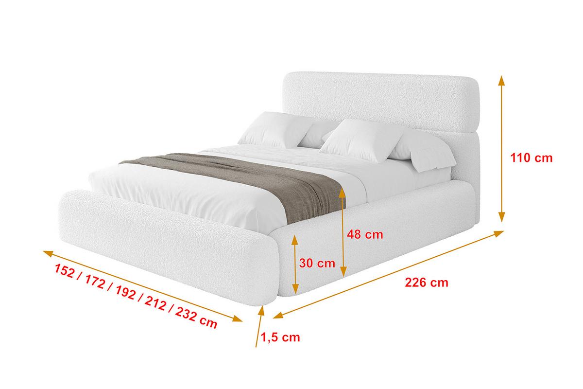 POLSTERBETT mit Bettkasten und Lattenrost, Boxbett ohne Matratze - ENORA 180x200 Weiß - Weiß, Holzwerkstoff/Textil (180/200cm) - ALTDECOR