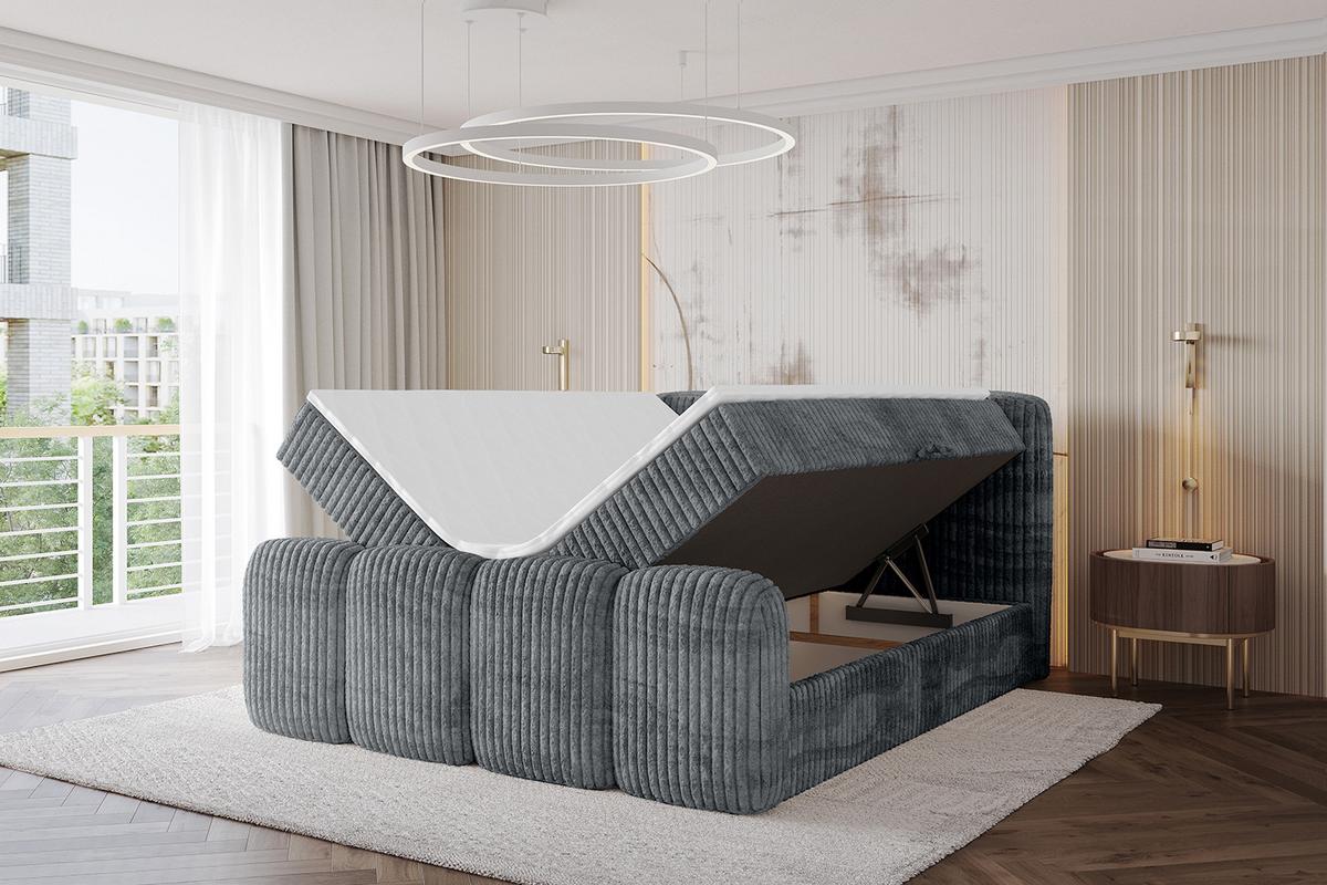 BOXBETT mit Matratze H4 und Lattenrost - NINA-Z - 180x200 cm Tila - Dunkelgrau - Schieferfarben, Holzwerkstoff (180/200cm) - ALTDECOR