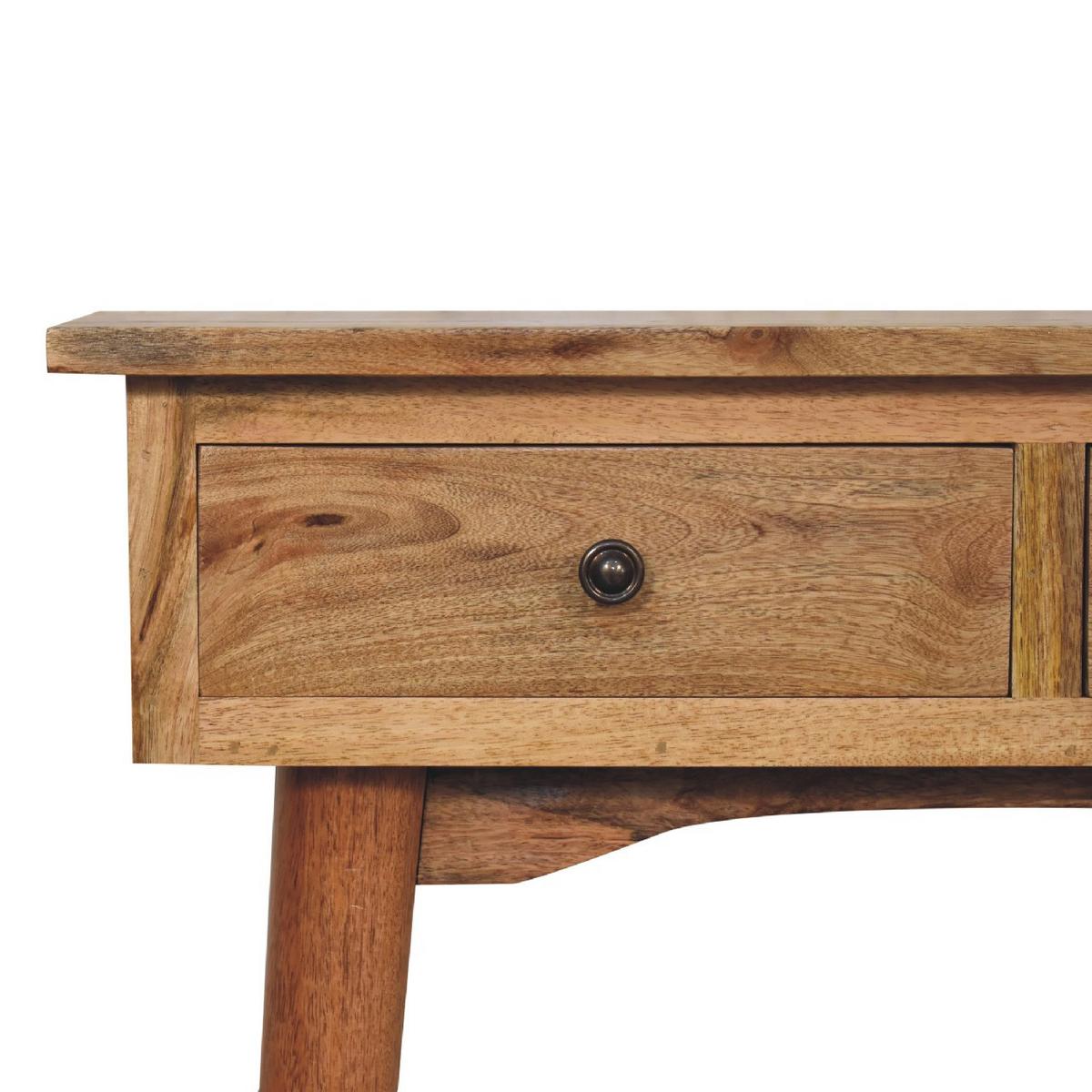 KONSOLE Eichen-Finish Kleine Flur Tisch, 2 Schubladen, Nordische Beine - Messingfarben/Braun, Holz/Metall (30/70/78cm) - Artisan Furniture