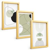 BILDER SET 3er Set - 20x30 cm Goldrahmen - Abstrakte Formen und Farben - Goldfarben, Kunststoff (20/30cm) - TULUP