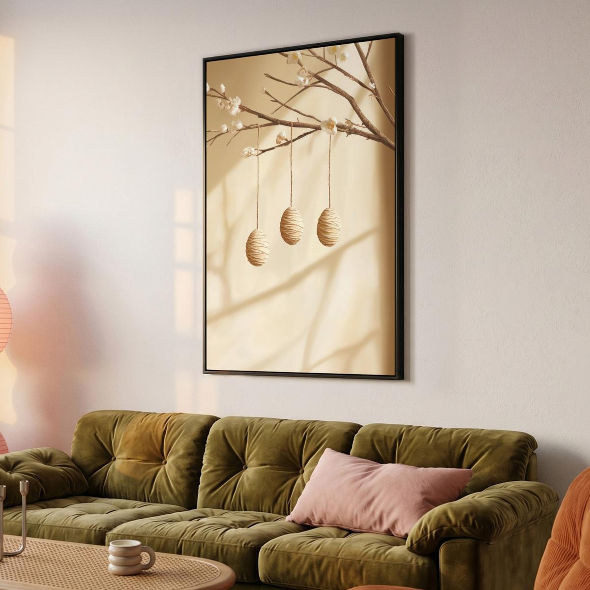 LEINWAND Bilder mit Rahmen - Beige - Osterkuchen - Eier - 100x150 - Beige, Textil (100/150cm) - MuchoWow