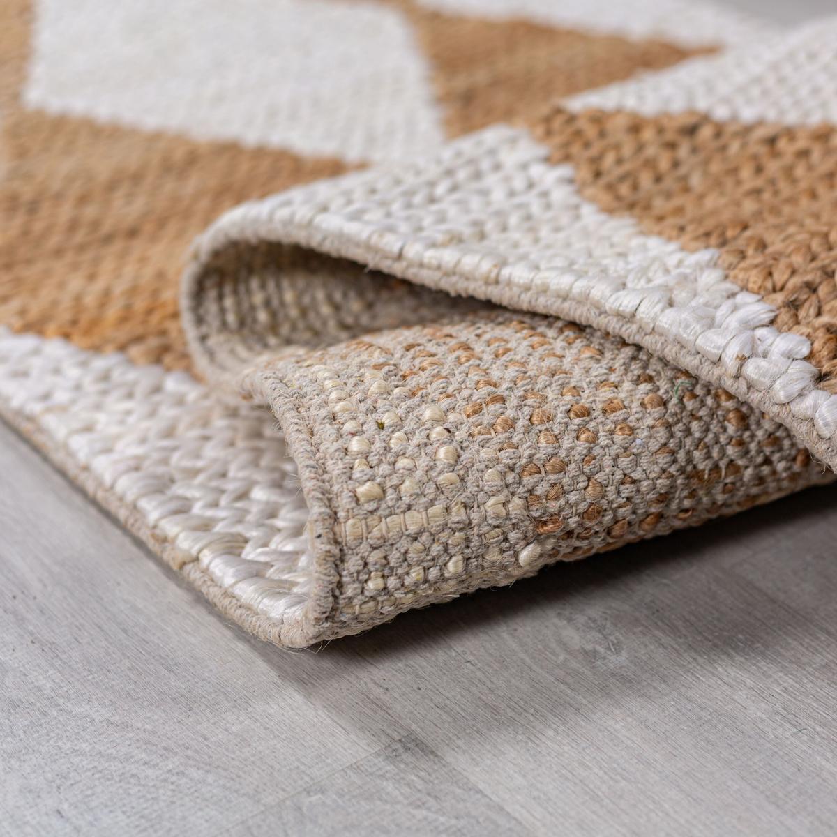JUTETEPPICH BAIN, mit Rautenmuster, Beige, 60 x 230 cm - Beige, Textil (230/60cm) - KADIMA DESIGN