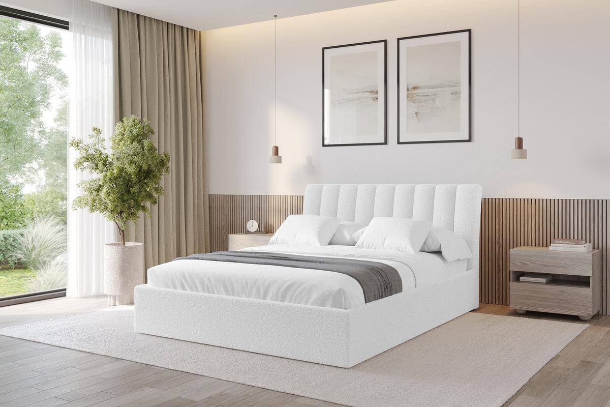 POLSTERBETT mit Bettkasten und Lattenrost, Bett mit Matratze H3/H4 - ILAN 140x200 Weiß - Weiß, Holzwerkstoff/Textil (140/200cm) - ALTDECOR