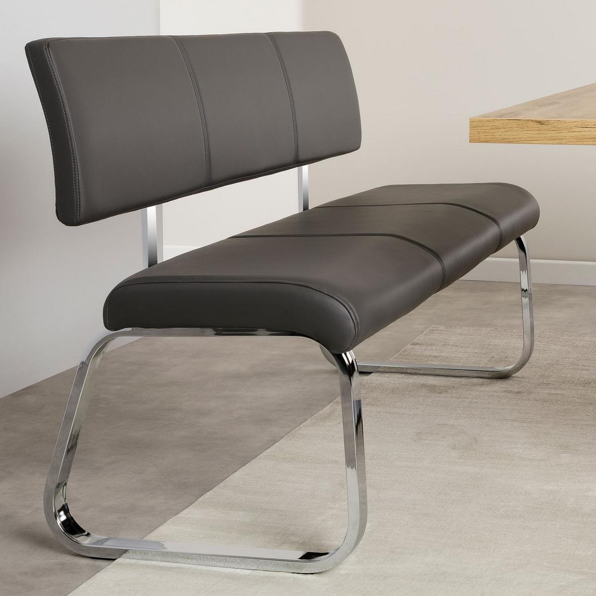 ESSZIMMERBANK VILAS grau - Grau, Textil/Metall (135/87/56cm) - IDIMEX