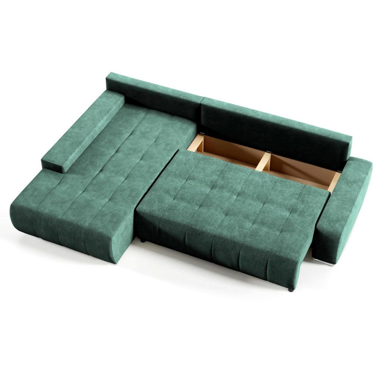 ECKSCHLAFSOFA Draco mit Schlaffunktion, links, Grün - Silberfarben/Grün, Textil/Metall (267/186cm) - Beautysofa