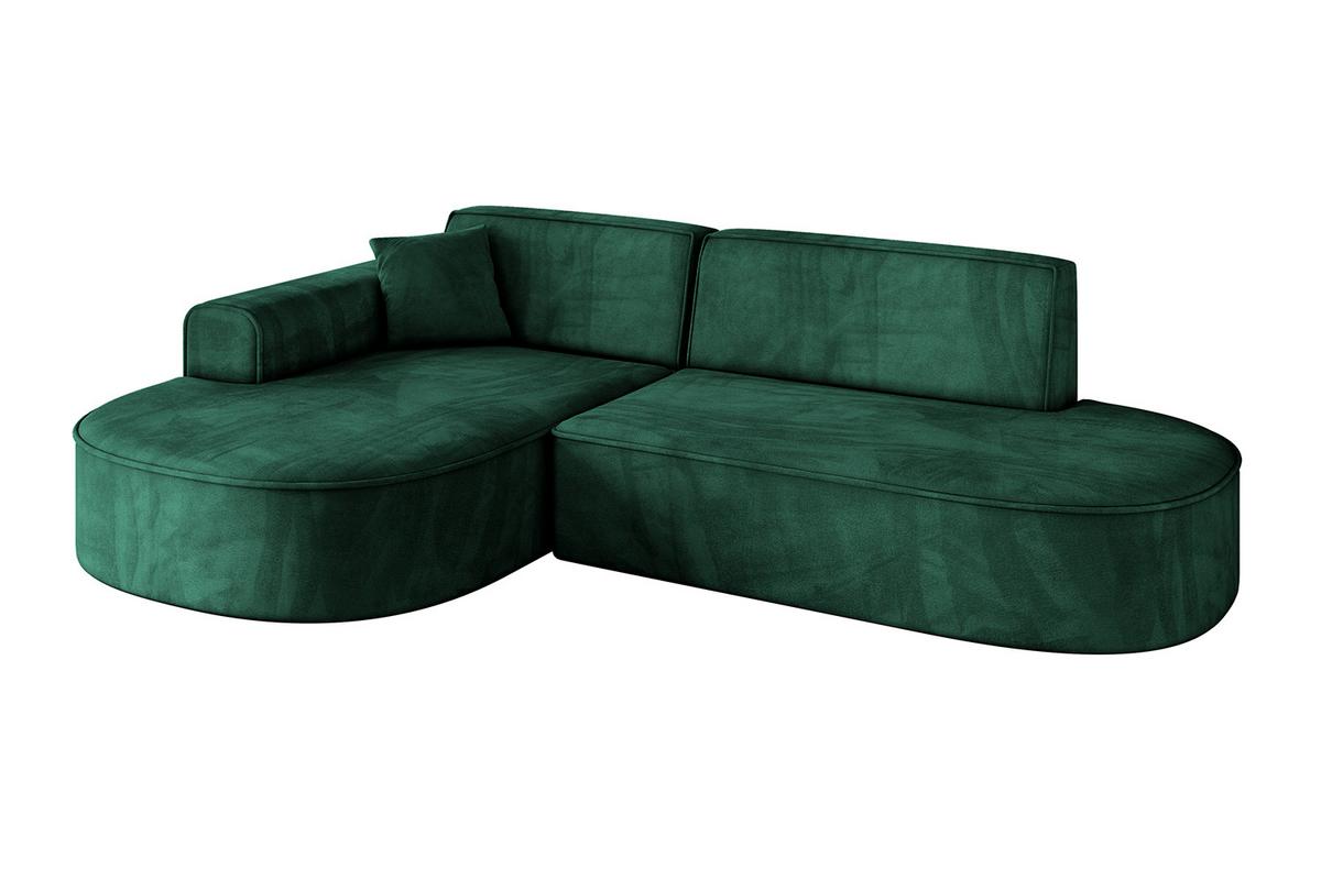 ECKSOFA Ottomane Links MARI-L1 - 243x171x79 cm Grün Velours - Schwarz/Grün, Holzwerkstoff/Kunststoff (243/171cm) - ALTDECOR