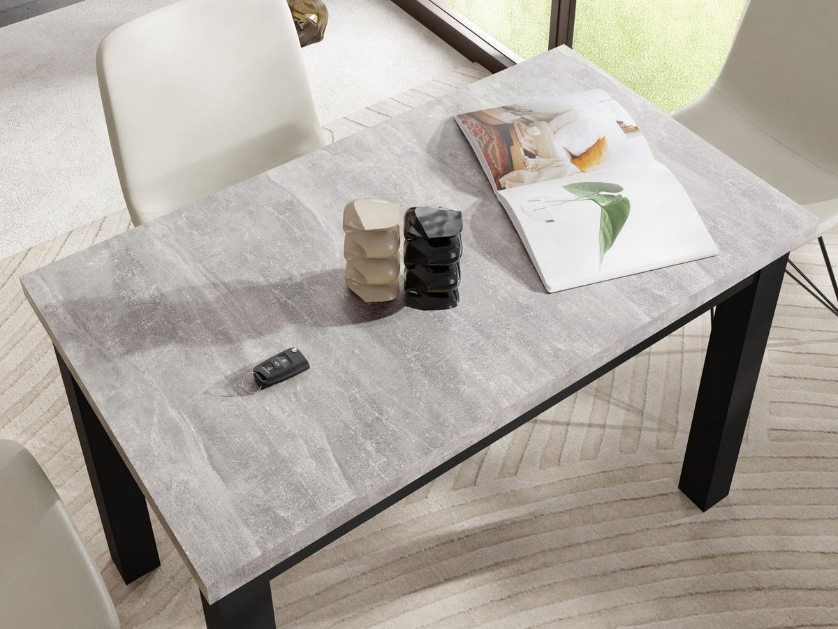 ESSTISCH Arden rechteckig, Beton Grau 100/60/73 cm - Hellgrau/Schwarz, Holz/Holzwerkstoff (60/100/73cm) - WFL GROUP