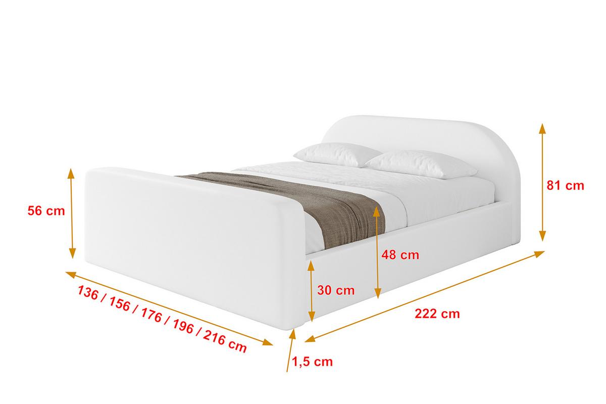 POLSTERBETT mit Bettkasten, Fußteil und Lattenrost, Boxbett mit Matratze H3/H4 - TIVON-Z-V1 180x200 Weiß Kunstleder - Weiß Hochglanz, Holzwerkstoff/Textil (180/200cm) - ALTDECOR