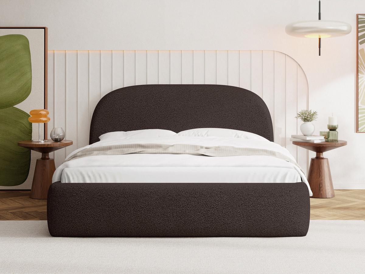 POLSTERBETT Puro mit Bettkasten, Braun Boucle 140 x 200 cm – mit Metall-Lattenrost - Birkefarben/Schwarz, Holzwerkstoff/Kunststoff (140/200cm) - WFL GROUP