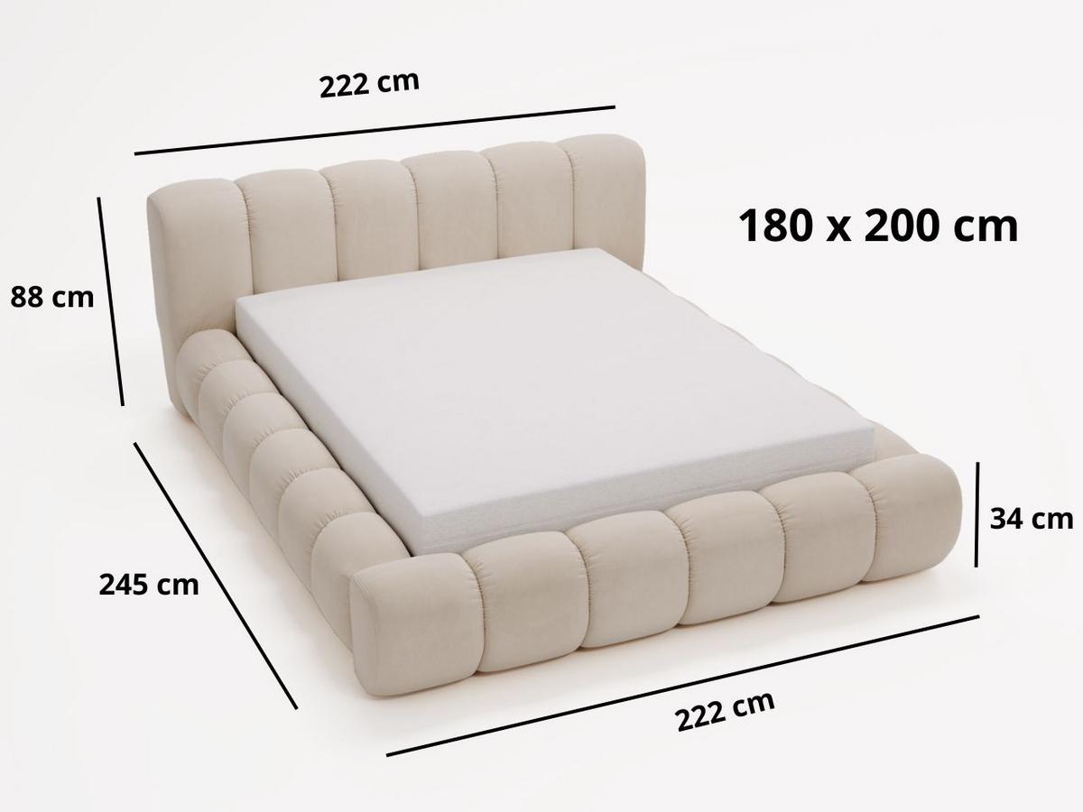 POLSTERBETT Doria 180x200 Grau - Grau, Textil (180/200cm) - Graingold