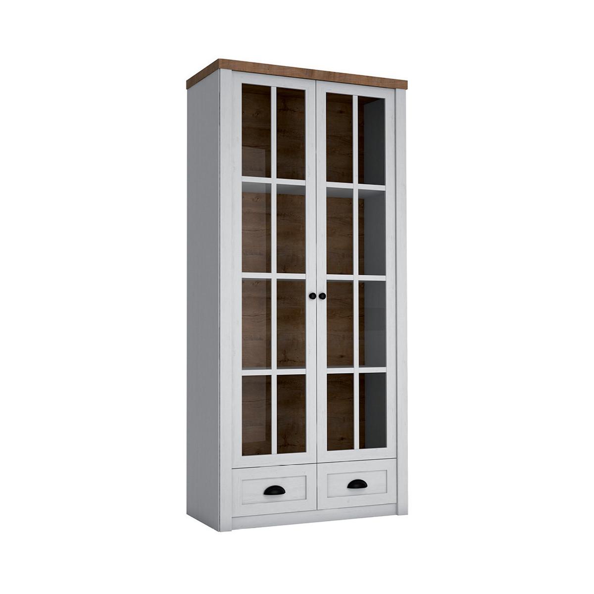 GESCHIRRSCHRANK Léandre Weiß und Holz - Weiß, Holzwerkstoff (90.2/198.1/43.3cm) - Petits-meubles