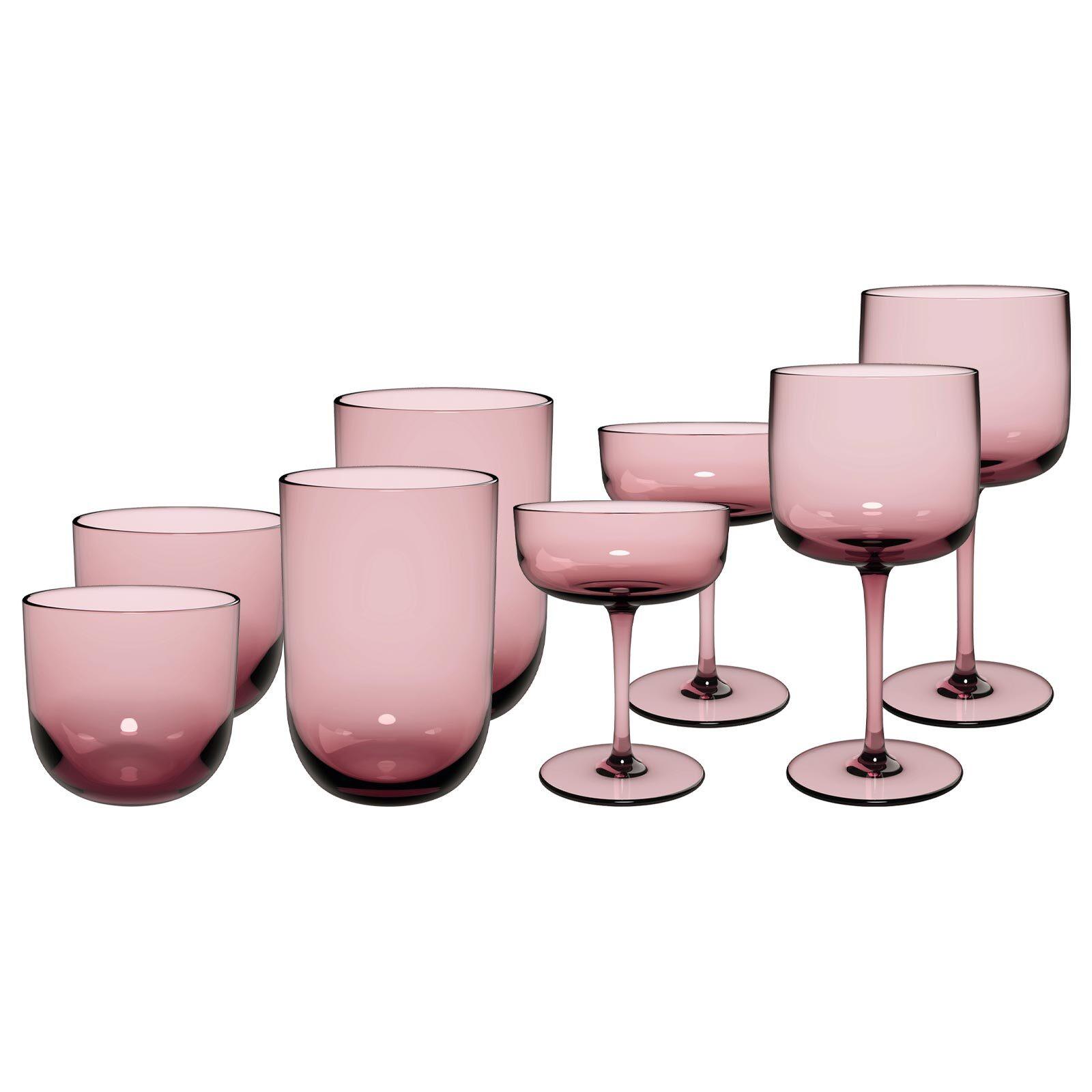 KOMPLETT-GLÄSER-SET Like Glass Grape 8-tlg. - Pink, Glas - like.Villeroy & Boch
