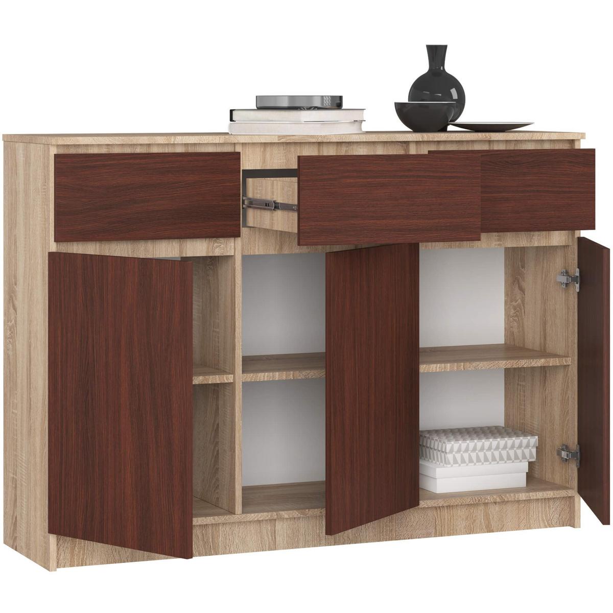 KOMMODE Eiche Sonoma, Dunkelbraun 99/138/40 - Hellbraun/Dunkelbraun, Holzwerkstoff (138/99/40cm) - RAUMHIRSCH FURNITURE