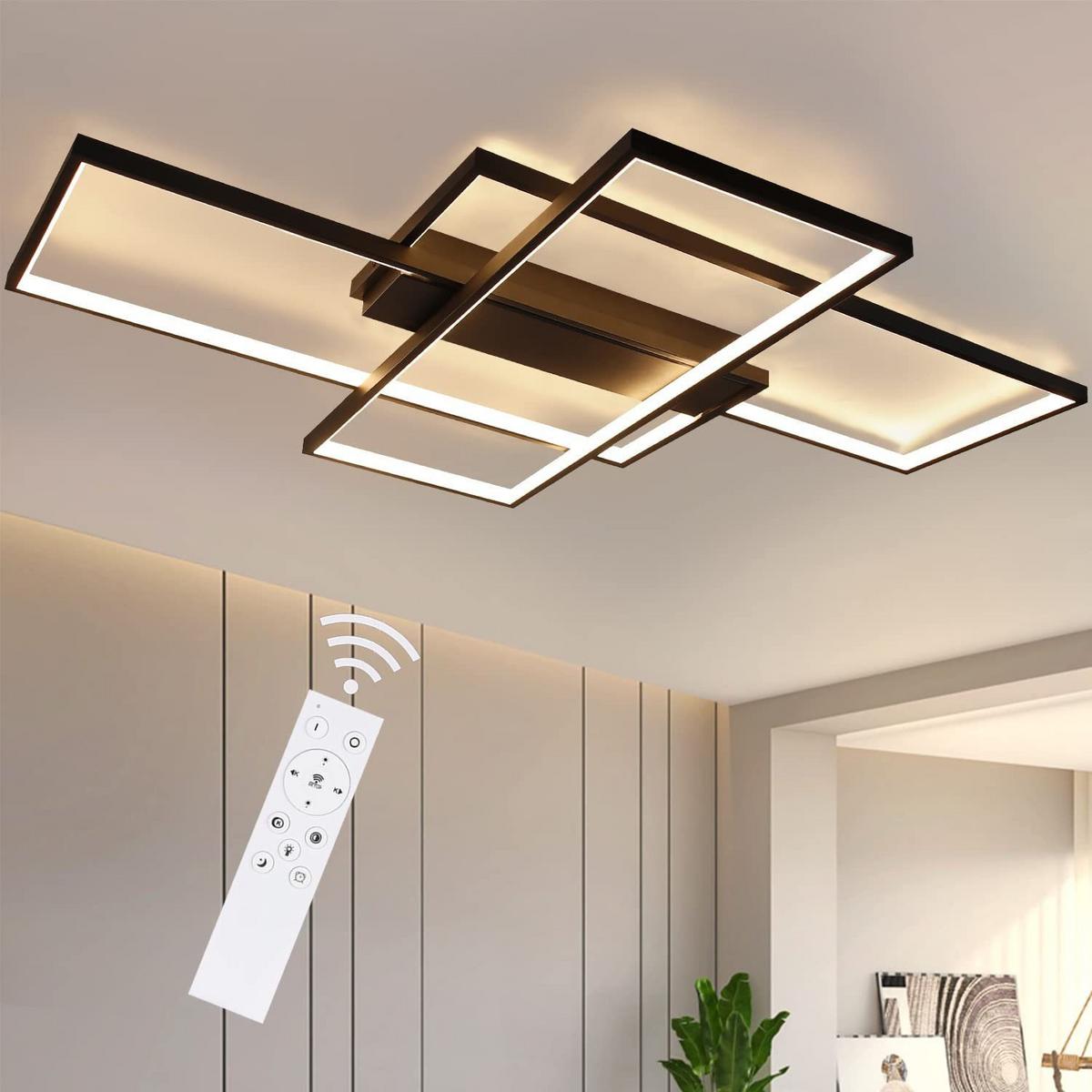 LED-DECKENLEUCHTE Caroline 100/70/8 cm - Schwarz, Metall (100/70/8cm) - ZMH