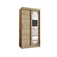 SCHIEBETÜRENSCHRANK mit Spiegel ROYAL 200/100/62 2-türig - Silberfarben/Sonoma Eiche, Holz (100/62/100cm) - MÖBEL KRYSPOL