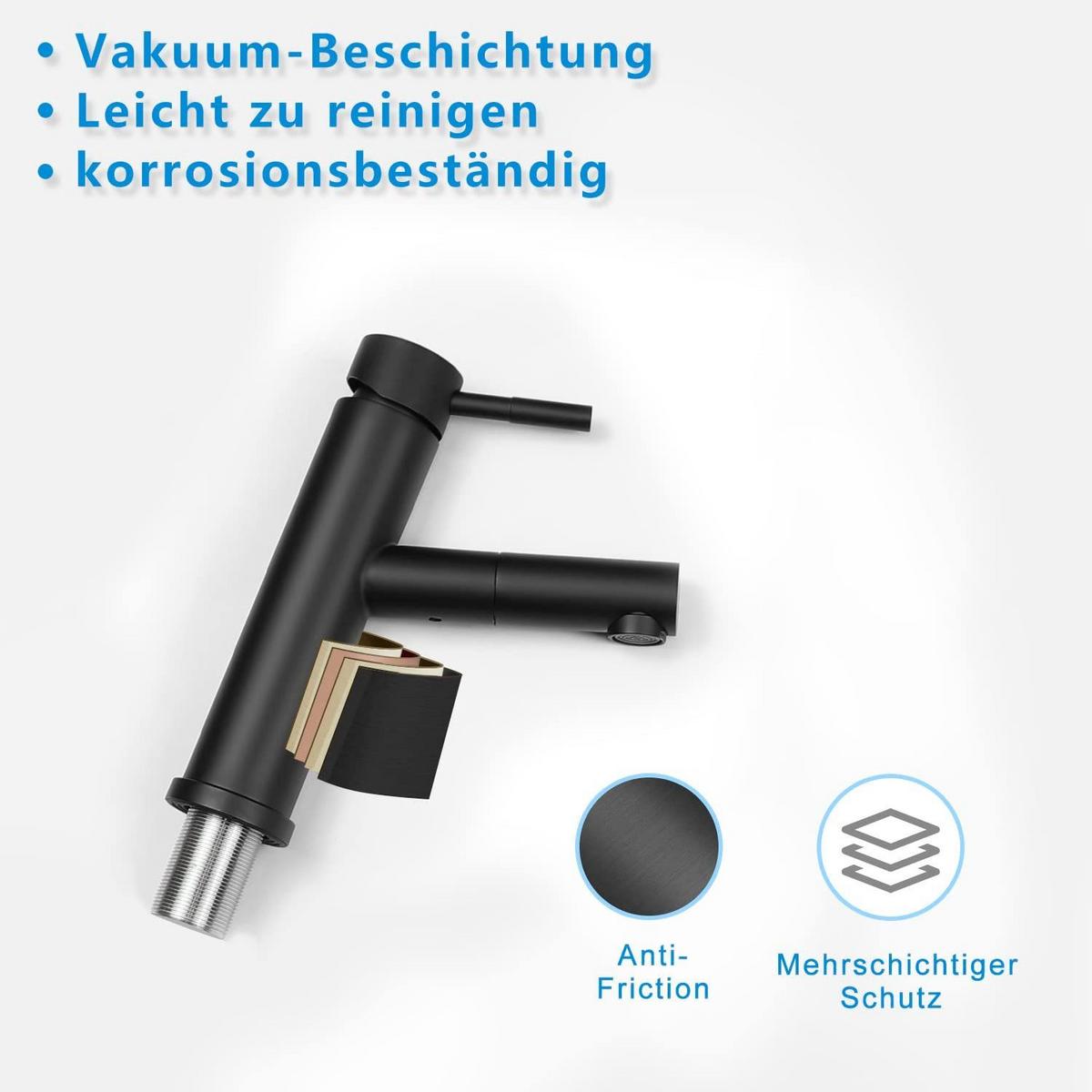 WASCHTISCHARMATUR LURLINE 16/5/21 cm - Schwarz, Metall (5/21/16cm) - Nettlife