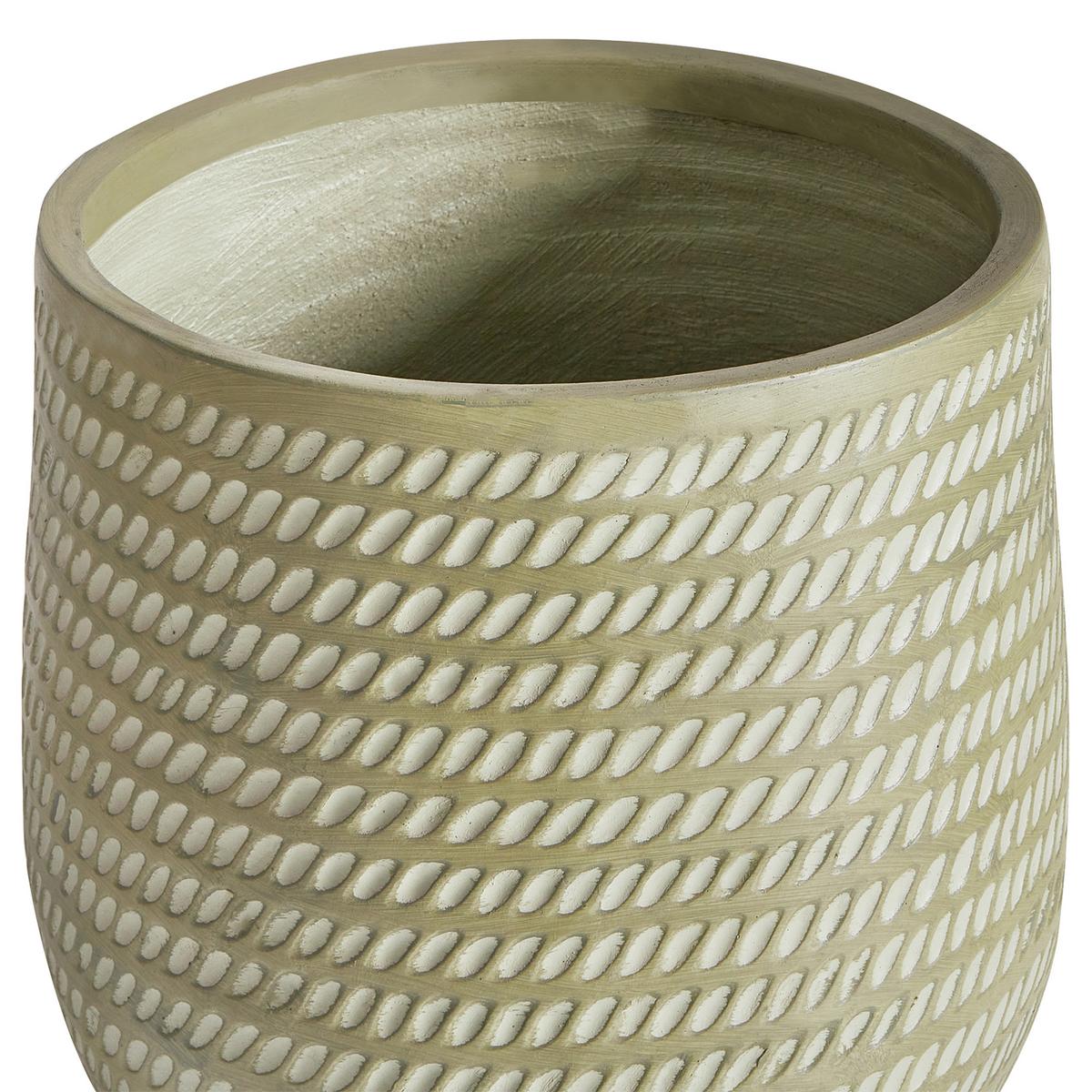 BLUMENTOPF olivgrün rund 27/27/32 cm Livadia - Grün, Naturmaterialien (32cm) - Beliani