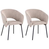 ESSZIMMERSTUHL 2er Set Stoff Taupe Blakely - Taupe, Textil/Metall (60/80/55cm) - Beliani
