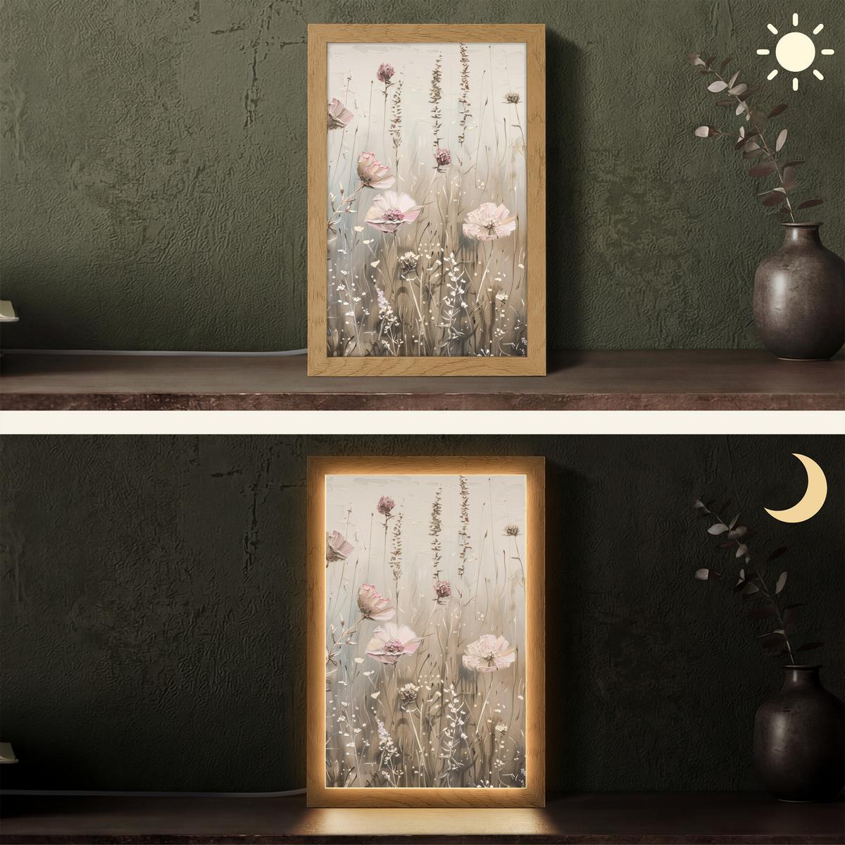TISCHLEUCHTE Blumen - Rosa - Modern - Beige 20x30 cm - Akaziefarben, Holzwerkstoff (8/20/30cm) - OnlyWow