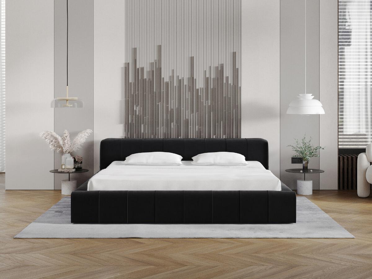 POLSTERBETT Lipari 160x200 Schwarz - Schwarz/Naturfarben, Holz/Textil (160/200cm) - Graingold