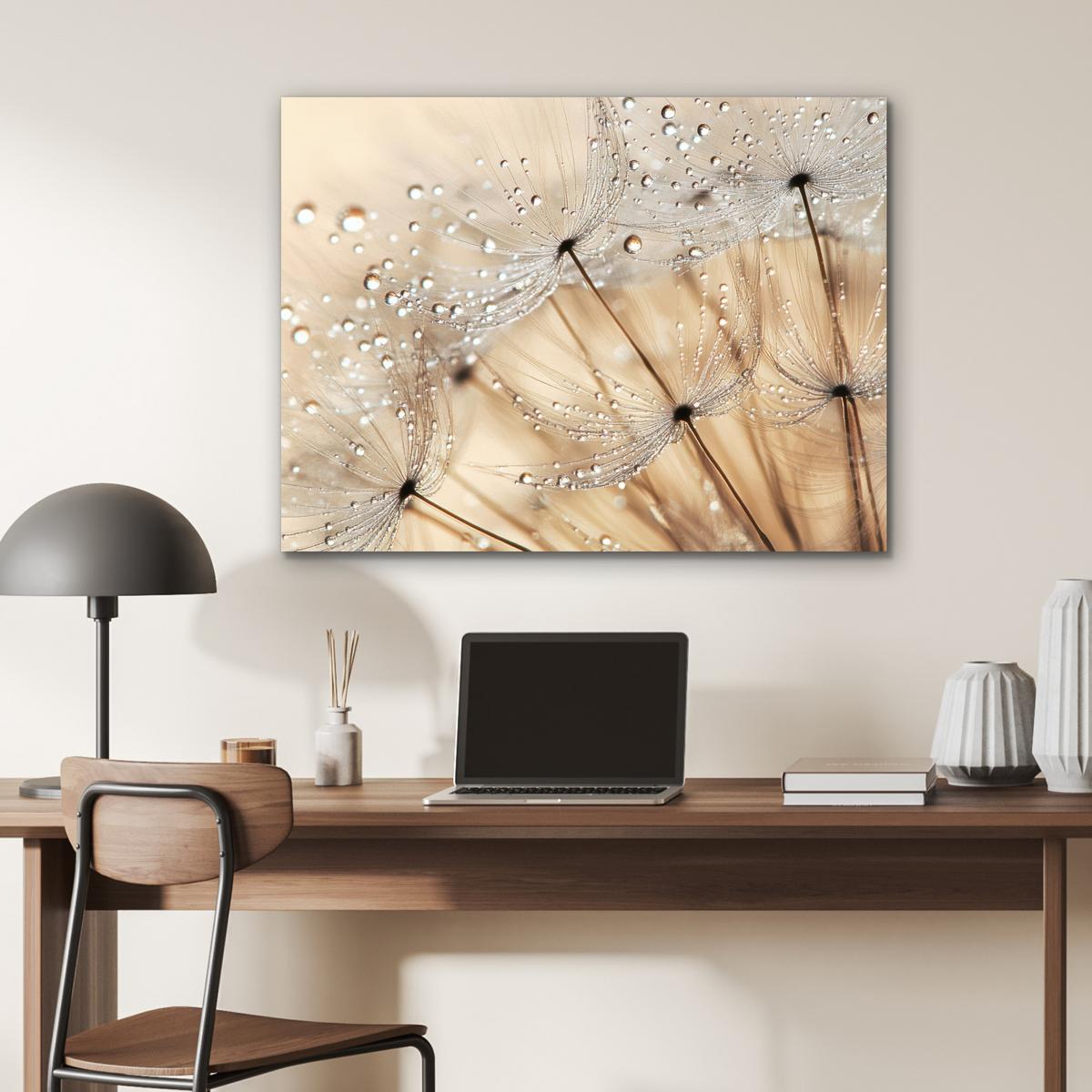 METALLBILD Löwenzahn - Abstrakt - Natur - Beige 80x60 cm - Braun, Metall (80/60cm) - MuchoWow