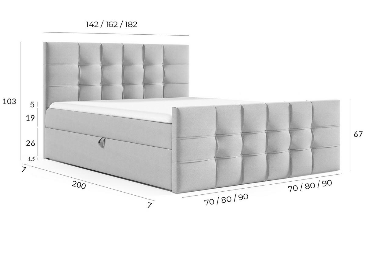 BOXBETT Ambusio 160/200 cm in Hellgrau – mit Bettkasten + TOPPER - Hellgrau/Schwarz, Holz/Holzwerkstoff (160/200cm) - AX Living