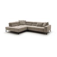 ECKSOFA MIT MOTORISCHEM SITZVORZUG OHIO Beige Cord Relaxfunktion - Beige/Schwarz, Textil/Metall (311/219cm) - KAWOLA