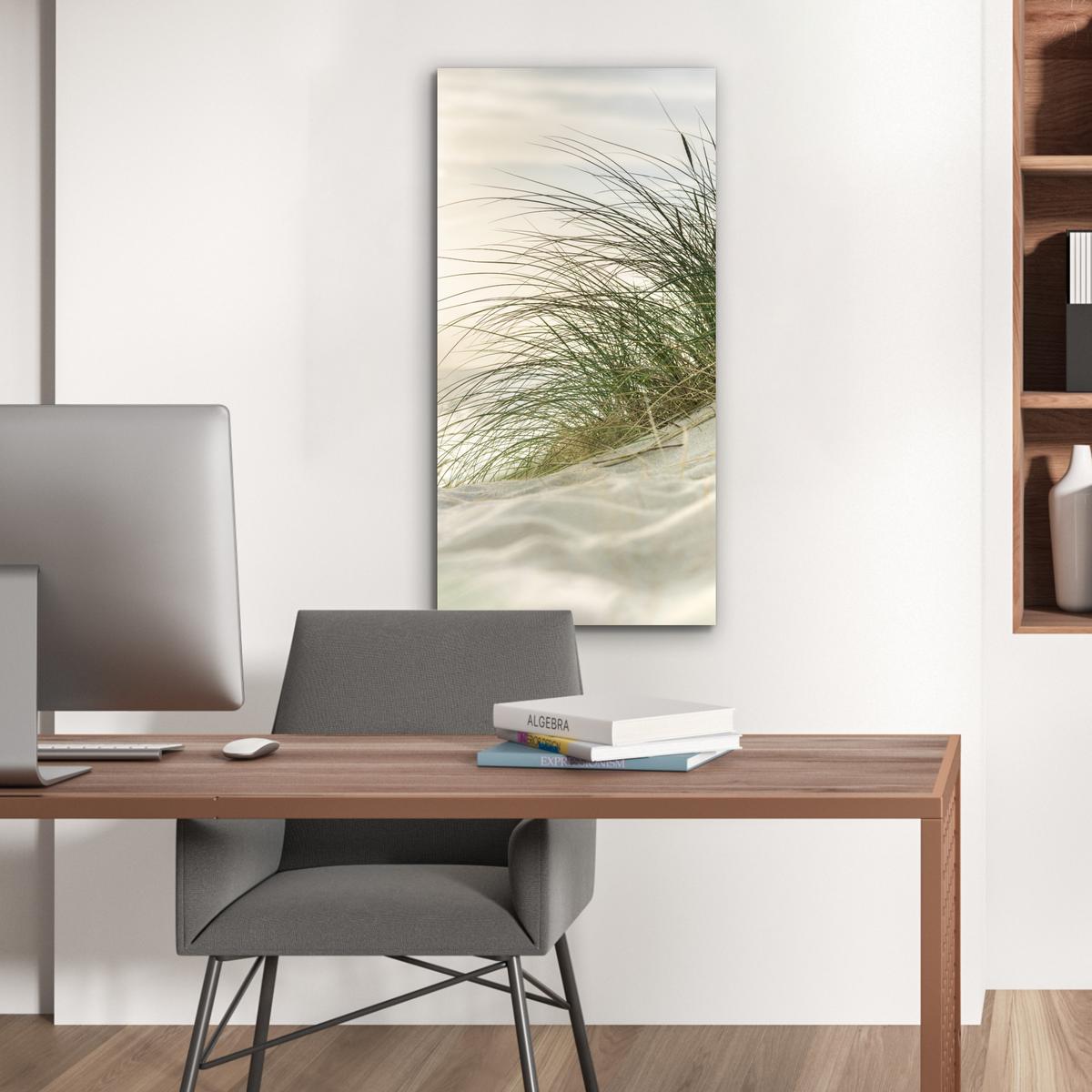 METALLBILD Dünen mit Strandhafer in der Sonne des Nationalparks Schleswig-Holsteinisches Wattenmeer 40x80 cm - Creme, Metall (40/80cm) - MuchoWow