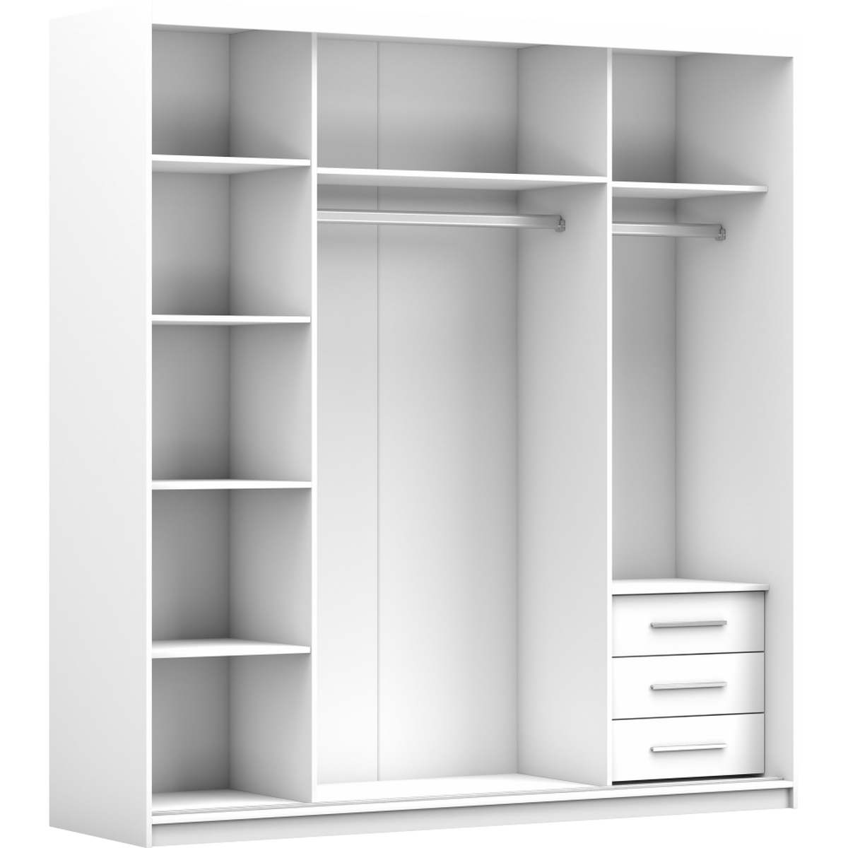 SCHWEBETÜRENSCHRANK 203/218/61 cm 2-türig Pola 38 Weiß,Weiß - Alufarben/Weiß, Glas/Holzwerkstoff (203/218/61cm) - imoebel24