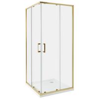 DUSCHKABINE 80/80/185 cm Gold Tela - Transparent/Goldfarben, Glas (80/80/185cm) - Beliani