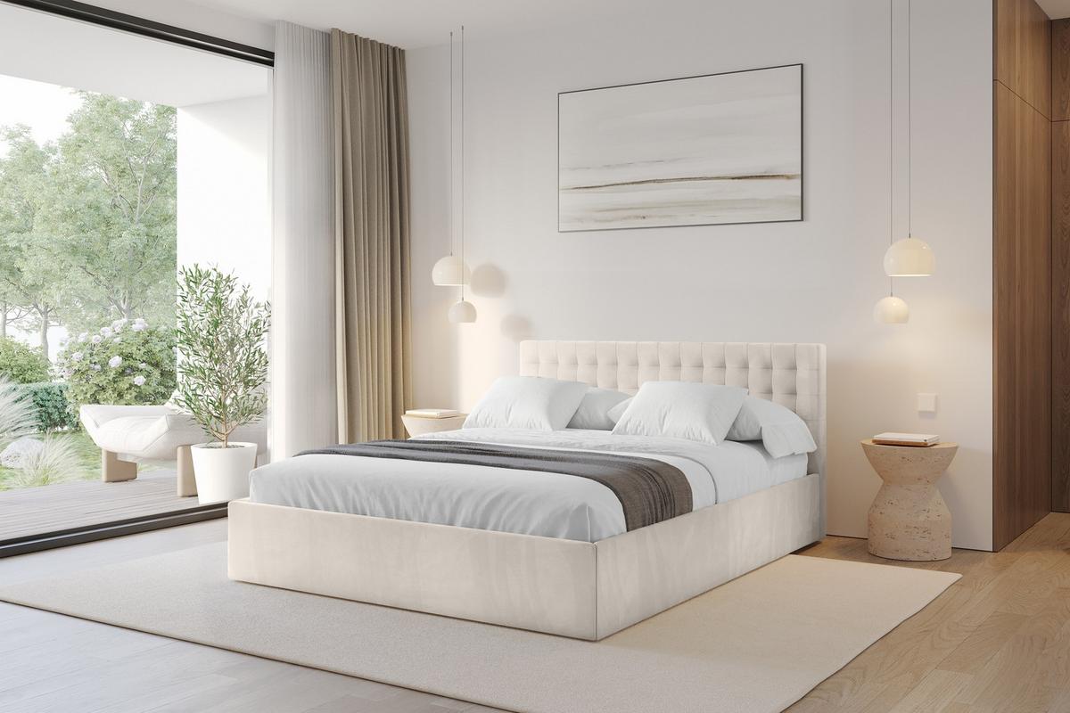 POLSTERBETT mit Bettkasten und Lattenrost, Bett mit Matratze H3/H4 - PARI 160x200 Beige - Greige, Holzwerkstoff/Textil (160/200cm) - ALTDECOR