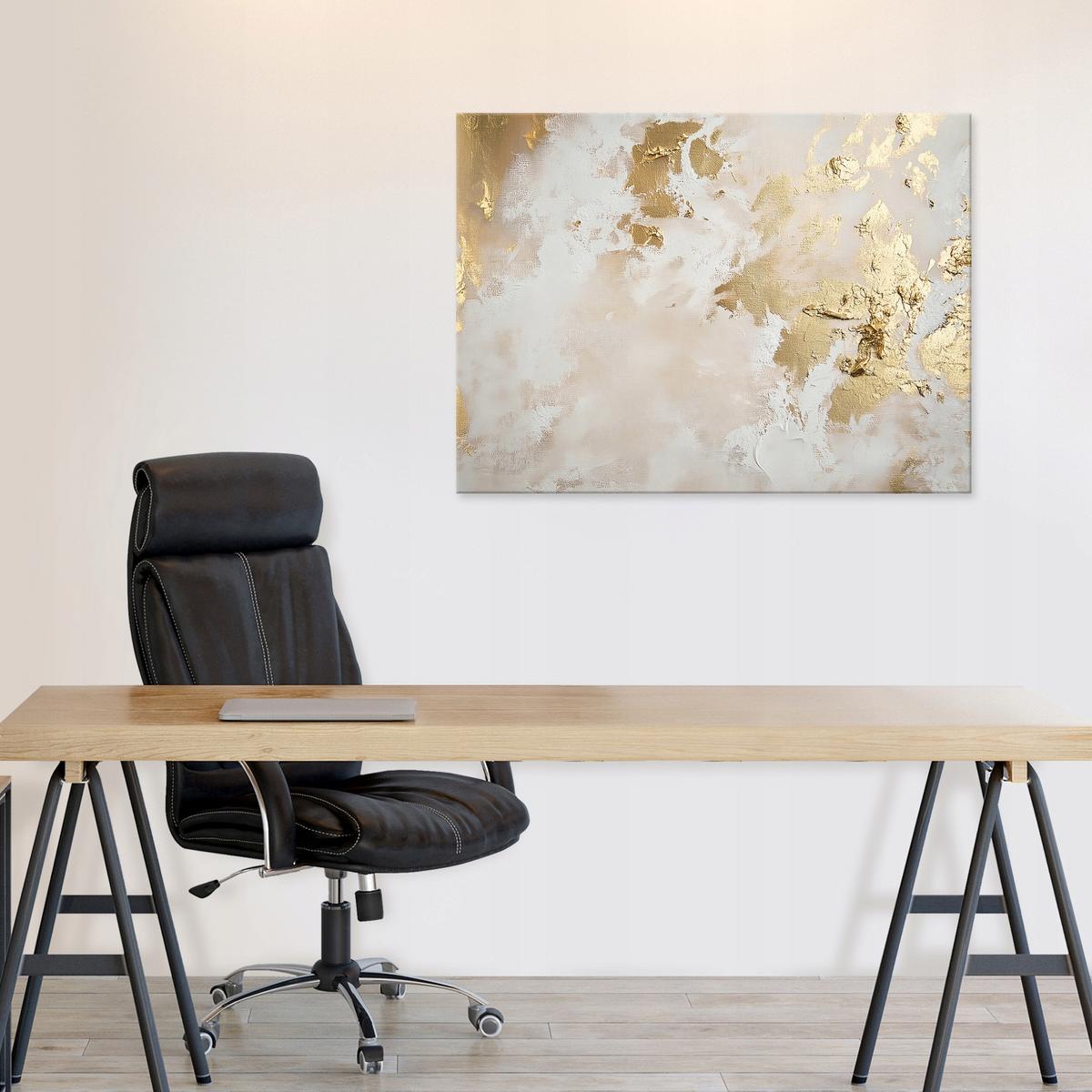 LEINWAND BILDER Abstrakt Gold Modern Wohnzimmer 100x70 - Grau, Holzwerkstoff (100/70cm) - Wallarena