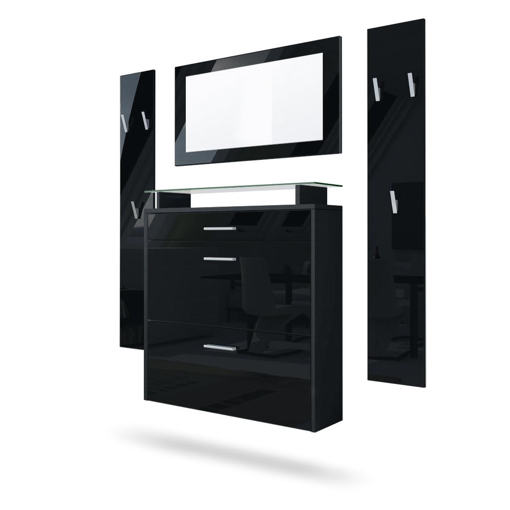 GARDEROBE Malea Front in Schwarz Hochglanz - Schwarz Hochglanz, Holzwerkstoff (180/180/23cm) - Vladon