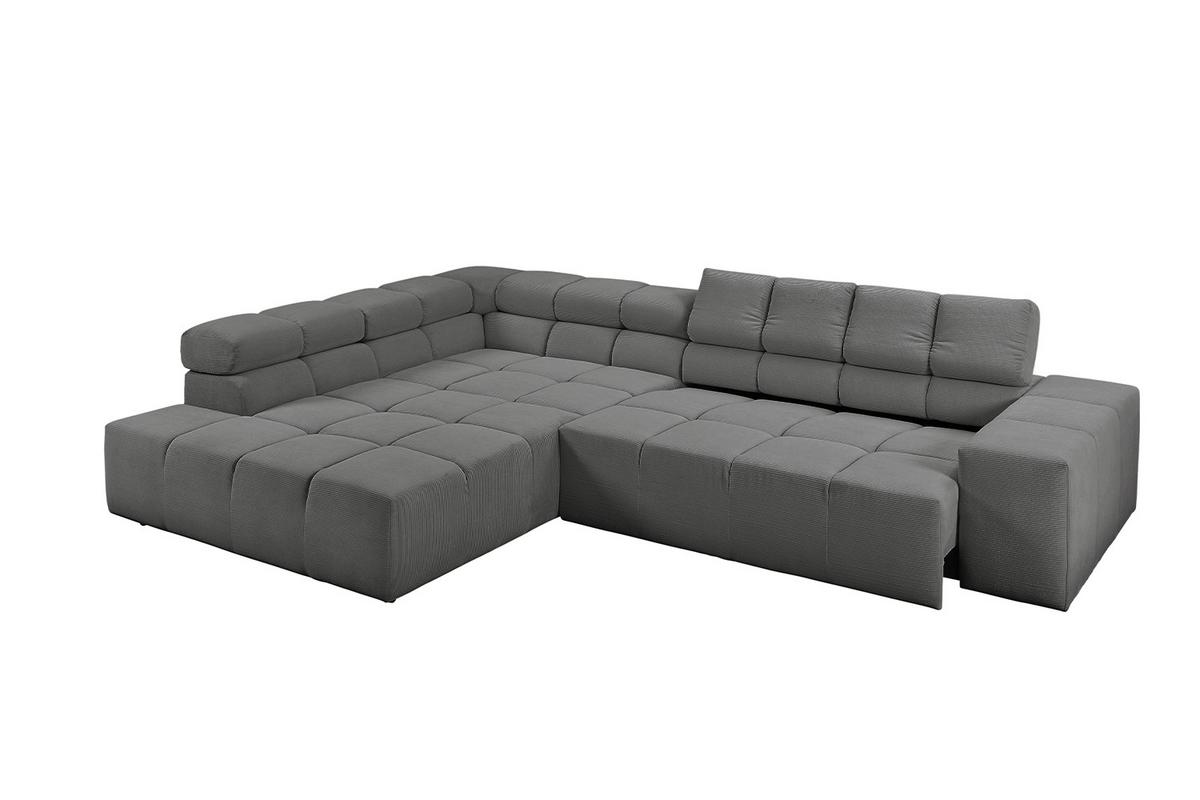 ECKSOFA MIT MOTORISCHEM SITZVORZUG NEVADA Anthrazit Cord Relaxfunktion - Anthrazit/Schwarz, Kunststoff/Textil (319/215cm) - KAWOLA