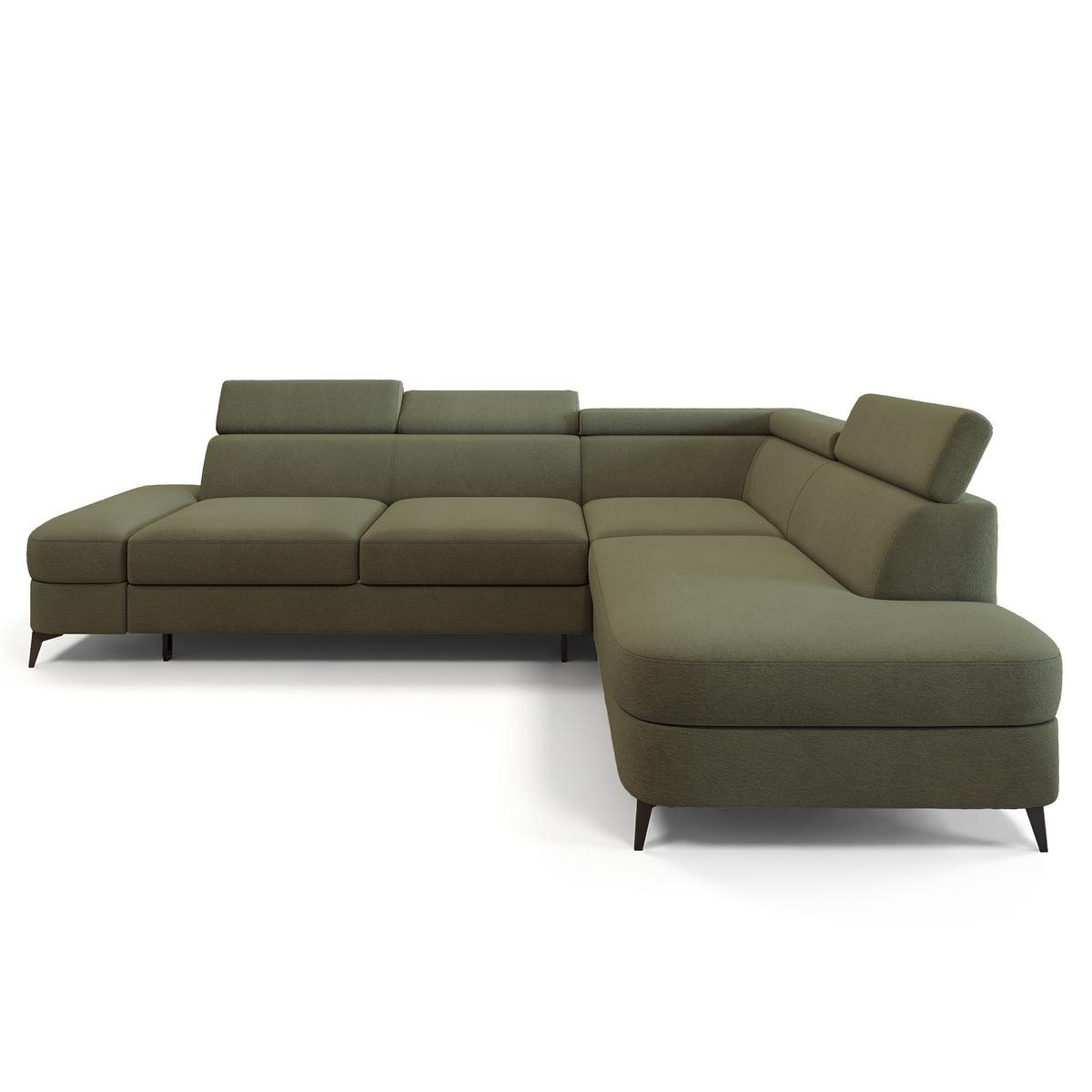ECKSOFA AVISE MV R-S Grün Velours-Stoff mit Schlaffunktion - Grün, Holzwerkstoff/Textil (268/195cm) - MASSENO