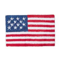 BADEMATTE Stars & Stripes 50/80 cm, Baumwolle - Rot, Textil (50/80cm) - Homescapes
