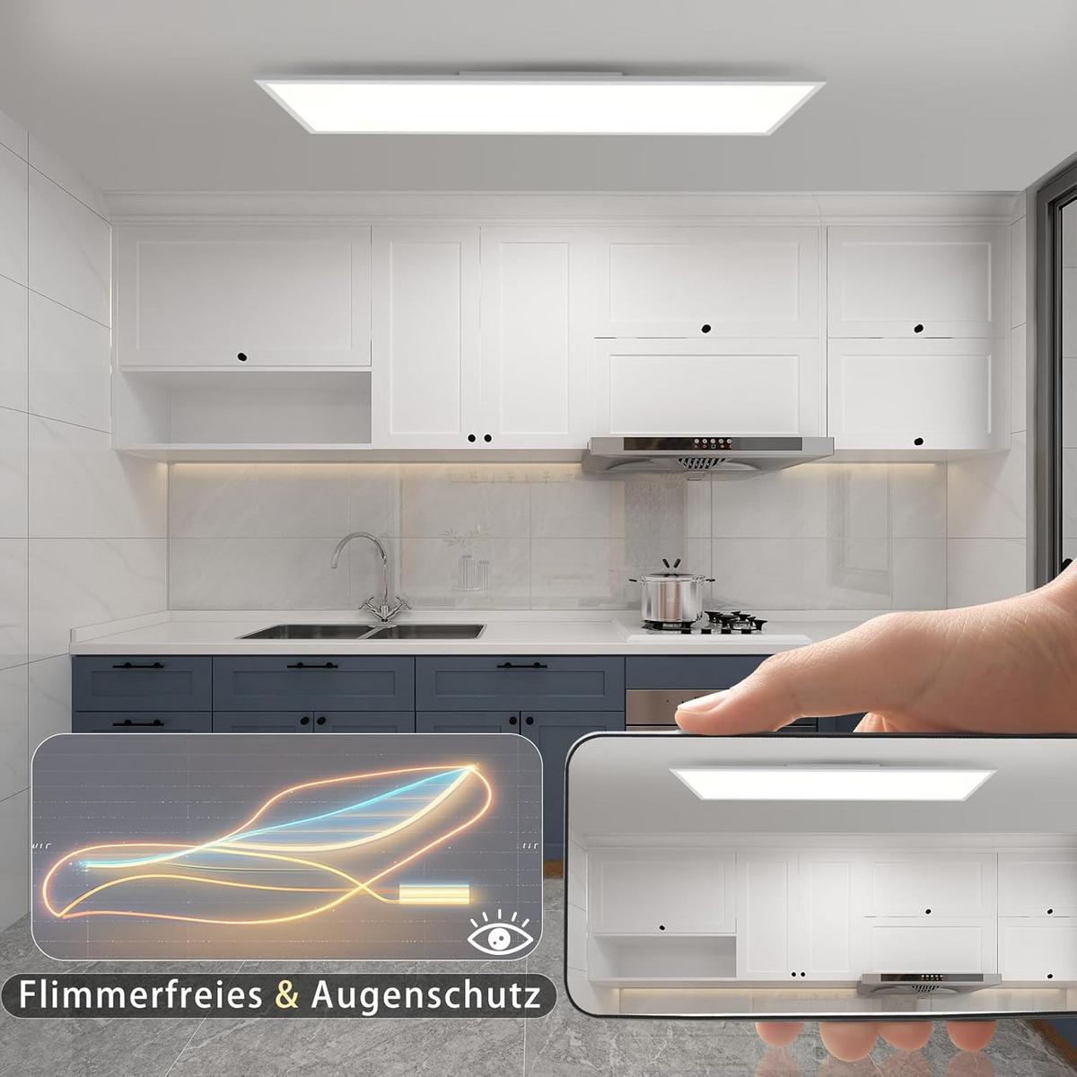 LED-DECKENLEUCHTE Kargenort 25.0/5.0/100.0 cm - Weiß, Metall (100/25/5cm) - ZMH