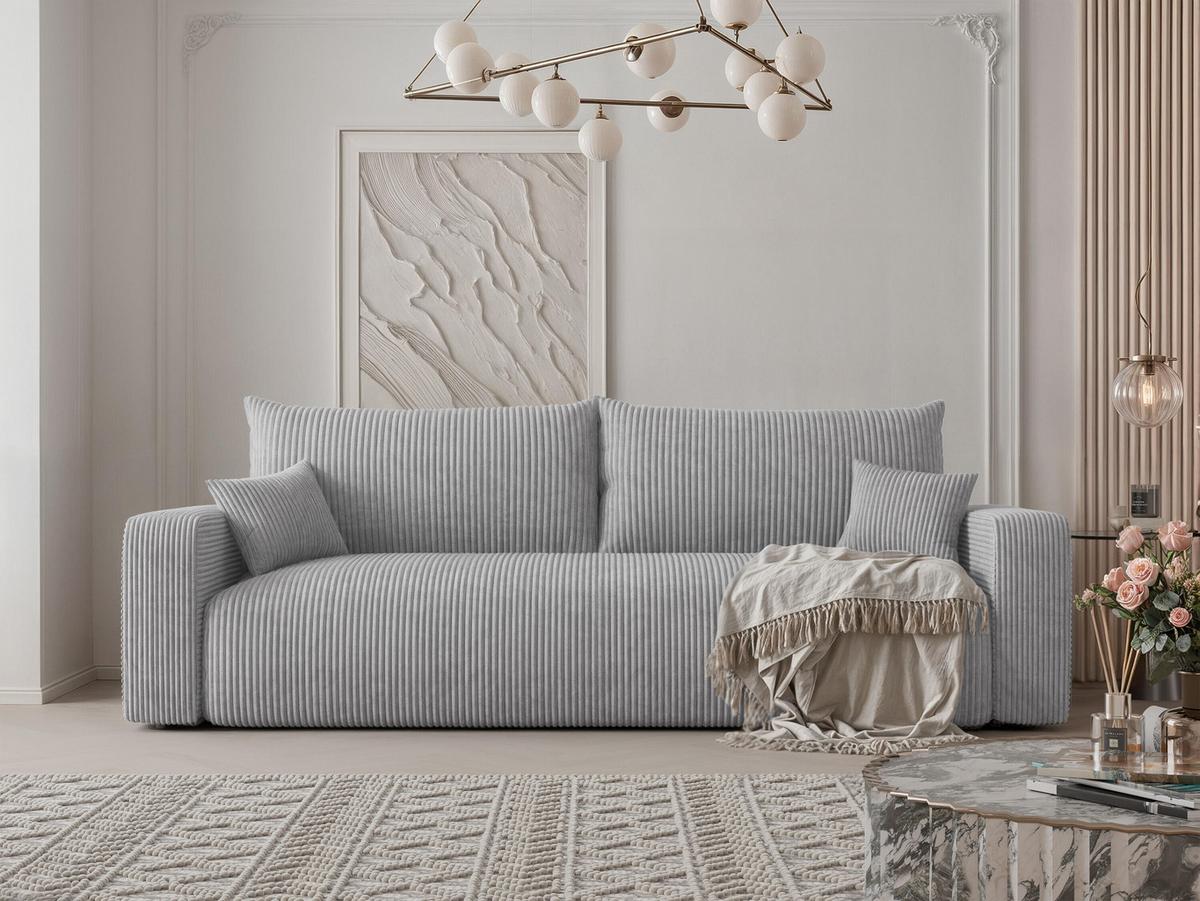 SOFA mit Schlaffunktion, Hellgrau - Hellgrau, Holzwerkstoff (246/79/93cm) - Idohome