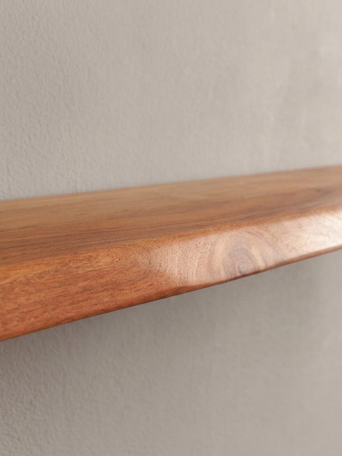 WANDREGAL Akazienholz Baumkante Rustikal, Beige 80x25x4 cm - Beige, Holz (80/4/25cm) - KADIMA DESIGN