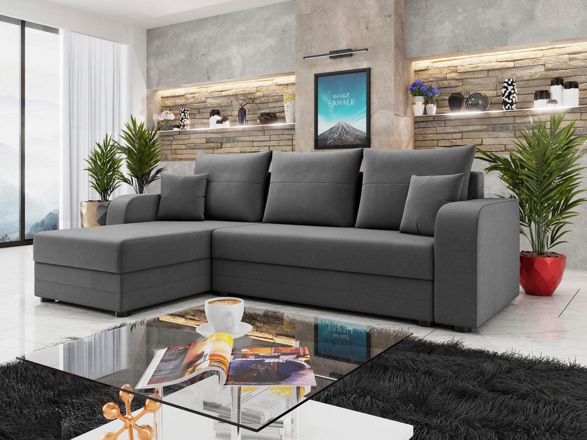 ECKSOFA Hewlet Bis - Schwarz/Grau, Holz/Kunststoff (237/139cm) - MIRJAN24