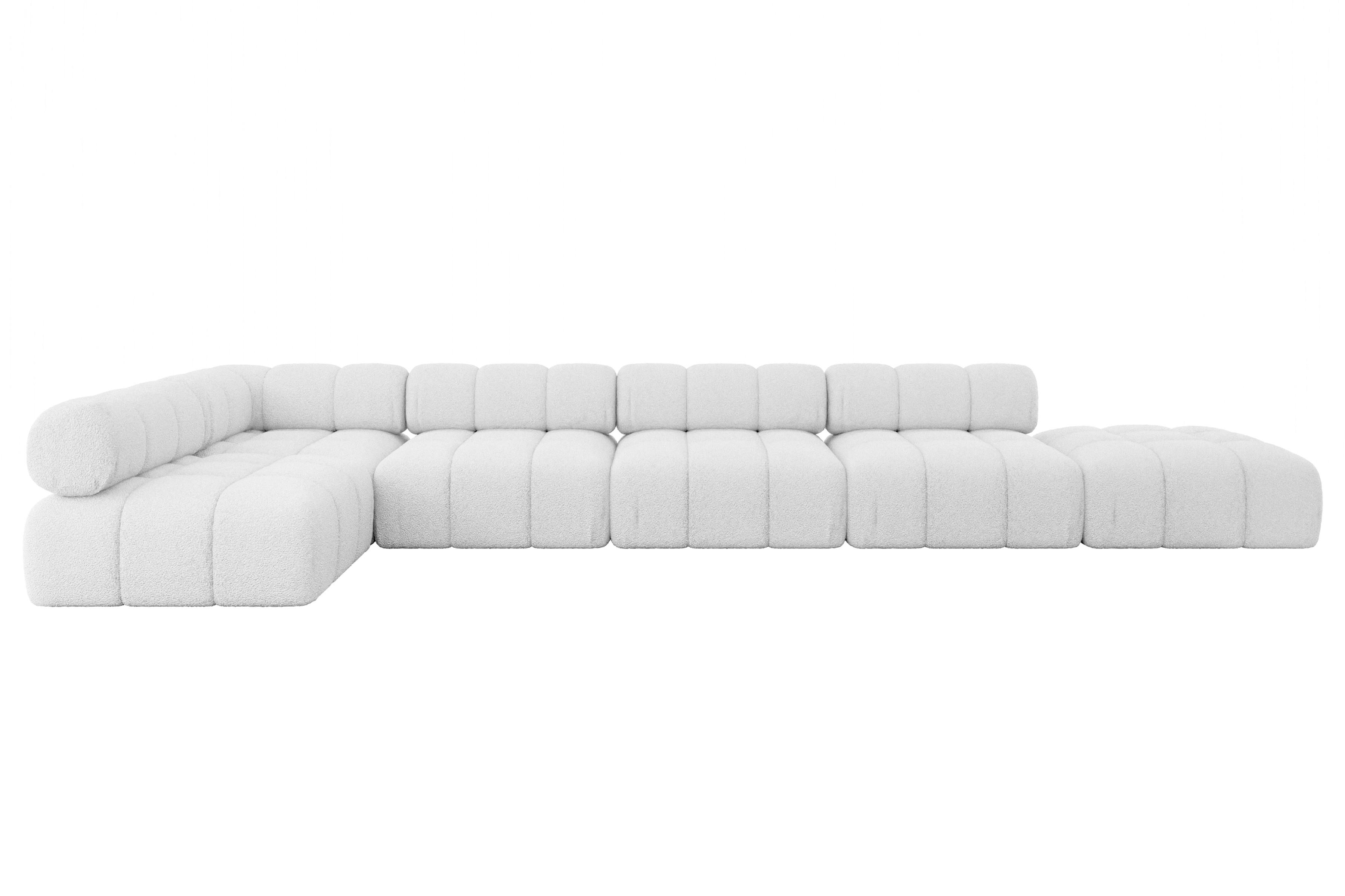 ECKSOFA modulares Sofa Favio-L3 - 475x190x70 cm Weiß Bouclé - Weiß, Holzwerkstoff/Textil (475/190cm) - ALTDECOR