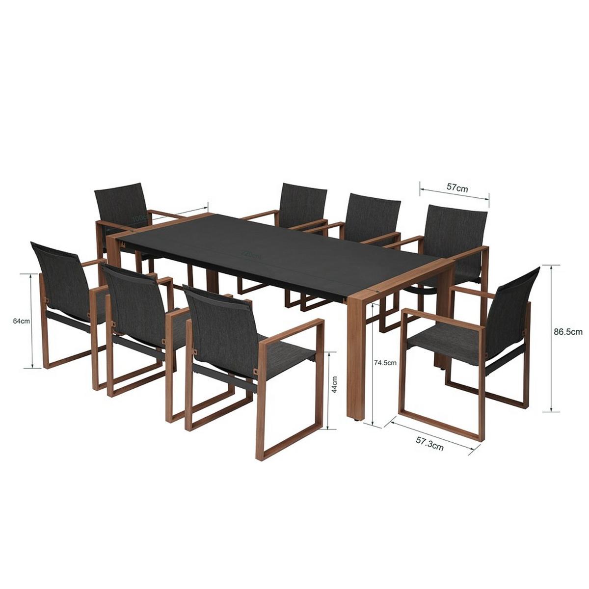 ESSGRUPPEN-SET DUISBURG 9-teilig - Anthrazit/Braun, Holzwerkstoff - RAUMHIRSCH FURNITURE