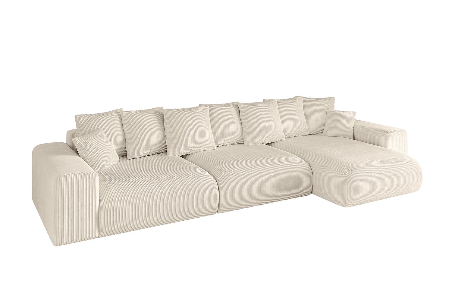ECKSOFA Ottomane rechts ESKAR-L2 364x176x72 Taupe Cord - Taupe/Schwarz, Holzwerkstoff/Kunststoff (176/364cm) - ALTDECOR
