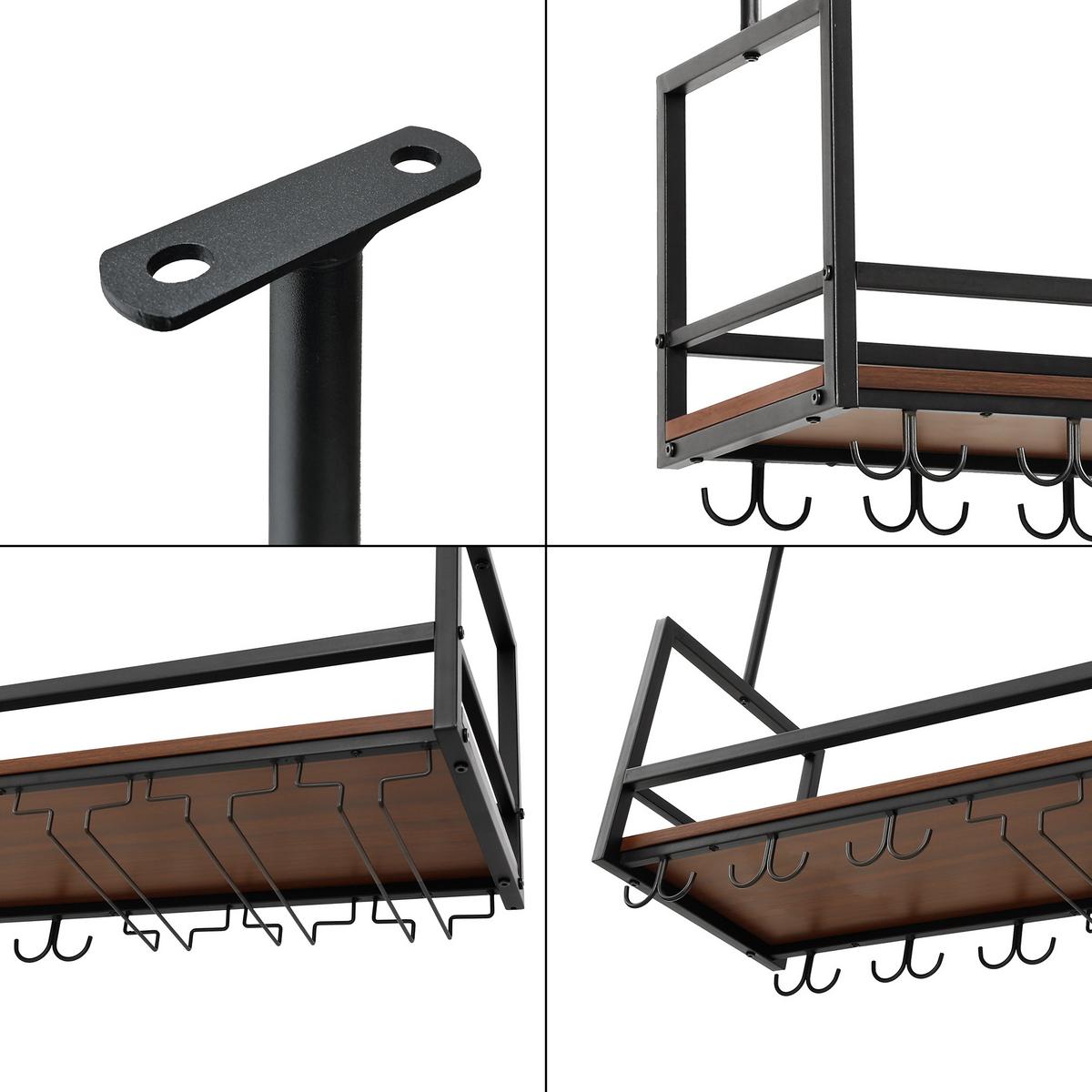 WEINREGAL Borejle - Walnussfarben/Schwarz, Holzwerkstoff/Metall (80/64.5/30cm) - [en.casa]